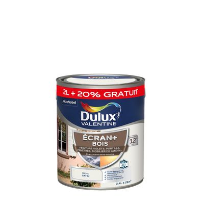 Peinture Ecran+ Bois  Satin Blanc (Blanc BW)   2,4 L - DULUX VALENTINE