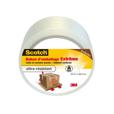 Ruban adhésif d'emballage transparent Extrême 25 m x 48 mm - 3M