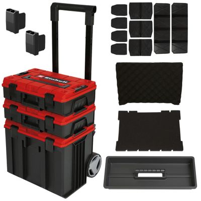 Ensemble 3 outils Brushless 18 V avec tour de rangement E-CASE : perceuse à percussion + perforateur + meuleuse d'angle (3 x 4,0 Ah) - EINHELL