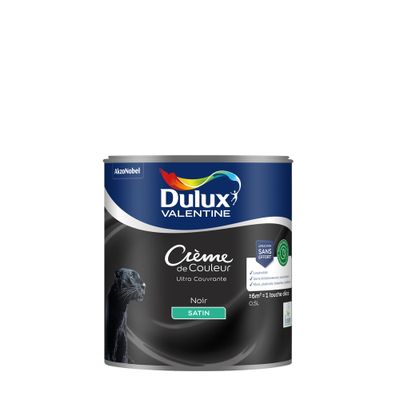 Peinture crème de couleur Noir satin 0,5L - DULUX VALENTINE