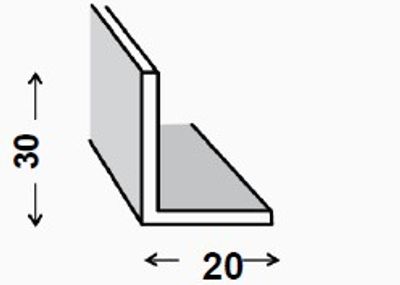 CORNIERE ALU BRUT 30X20X1,2MM 1M CQFD