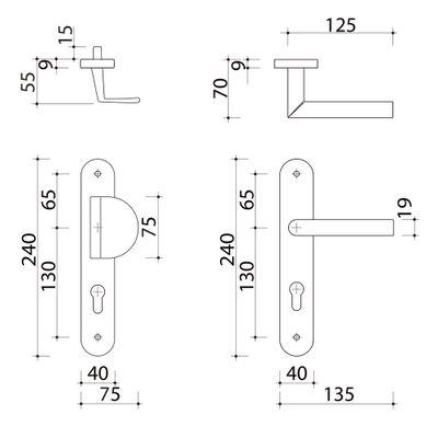 Poignées de porte palière Edison nickel mat à cylindre ALPERTEC