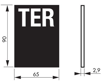 Plaque signalétique lettre Ter adhésive  65 x 90 mm fond bleu THIRARD