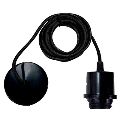 Monture métal E27 pour suspension avec fil tissu noir - TIBELEC
