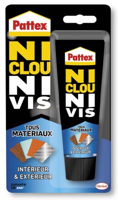 Colle de fixation polymère Ni Clou Ni Vis Multi Matériaux résistant à l'eau blanc tube 142 g - PATTEX