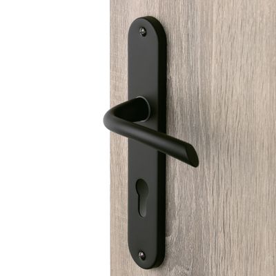 Poignées de porte sur plaques à cylindre Pop noir mat ALPERTEC