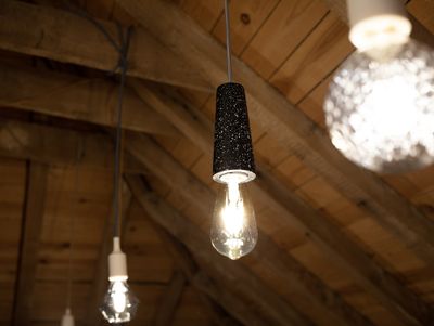 Douille électrique E27 métal effet béton noir - TIBELEC