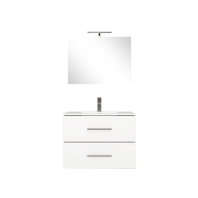 Meuble de salle de bains Volta 2 tiroirs L80 x H50 x P46 cm MDF blanc