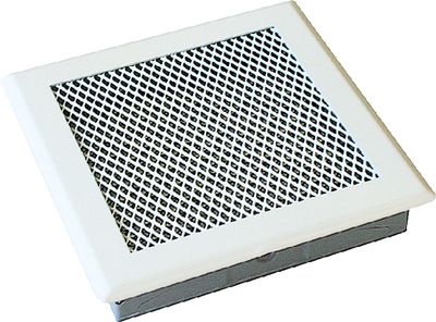 Grille de cheminée acier blanc 150 x 150 mm avec pré-cadre + anti vision AUTOGYRE