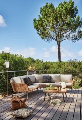 Salon de jardin TORNADO aluminium gris résine époxy tressée 7 places - PROLOISIRS