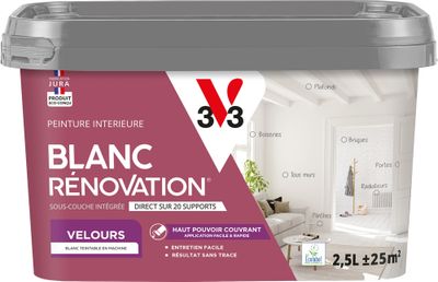Peinture de rénovation multi-supports 2 en 1 blanc velours 2,5 L - - V33