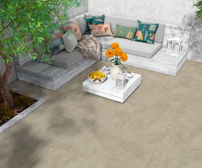 Carrelage sol extérieur crème PIZARRA ép 20 mm 60,3 x 60,3 cm paquet de 0,72 m² CERAM INDUSTRIE