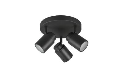 Plafonnier 3 spots salle de bains GU10 Angelo noir IP44 3x5W - TRIO