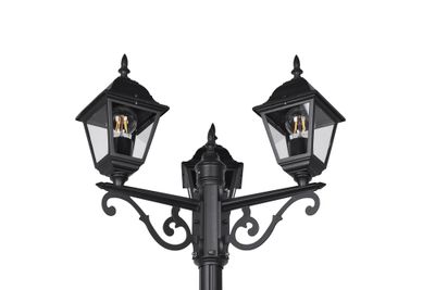 Lampadaire E27 2m Livenza noir IP44 3x60W - TRIO