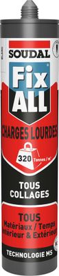 Mastic colle de fixation Fix All High Tack charges lourdes cartouche 290 ml - SOUDAL