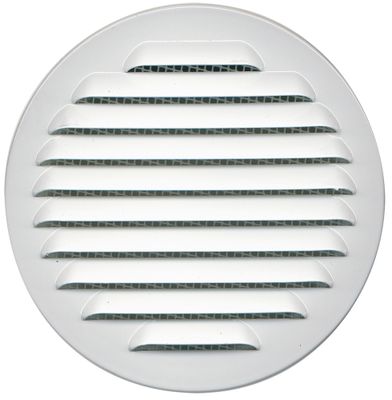 Grille d'aération ronde à persienne en aluminium blanc diamètre 80 mm AUTOGYRE