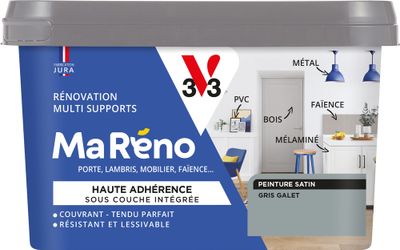 Peinture de rénovation multi- V33supports MaRéno gris galet finition satinée 0,5 L  - V33
