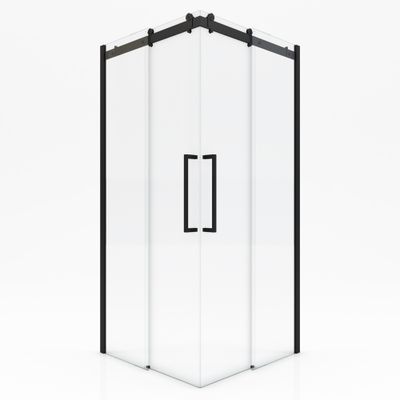 Accès d'angle coulissant 90x90x200 cm profilé noir verre transparent 5 mm Rolling - AURLANE