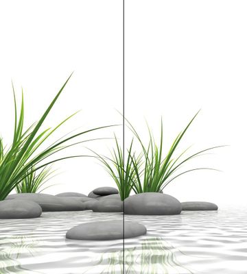 Panneaux muraux de douche 90+90x210 cm pierres zen et herbe DécoDesign Photo - SCHULTE
