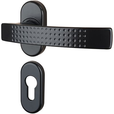 Poignées de porte sur rosaces ovales à cylindre Ibiza noir mat ALPERTEC