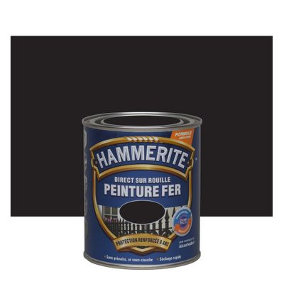 Peinture fer extérieur direct sur rouille finition lisse noir forgé mat 0,75 L - HAMMERITE