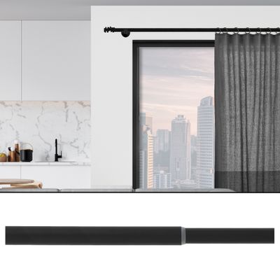 Tringle à rideaux en métal extensible de 1.60 m à 3 m diam 20 mm Finition Noir mat - MOBOIS