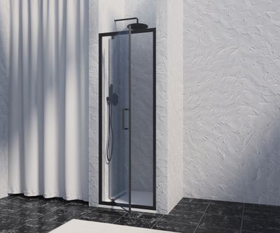 Porte de douche pivotante 80x200 cm profilé noir verre fumé 8 mm Signature - OCEA
