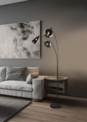 Lampadaire E14 Lumina noir et chromé 3x10W - TRIO
