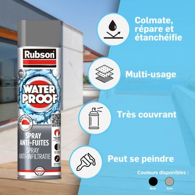 Spray d'étanchéité Waterproof noir 300 ml RUBSON