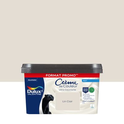 Peinture crème de couleur Lin Clair mat 2,5L promo - DULUX VALENTINE