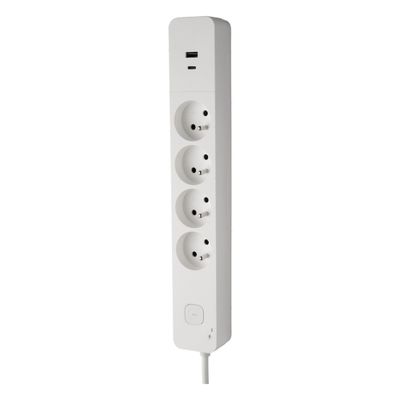 Multiprise parafoudre avec interrupteur 4 prises + 2 USB-A+C blanc - DEBFLEX