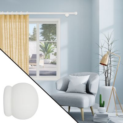 Embout déco boule en bois à emboîter diam 28mm Finition Blanc laqué