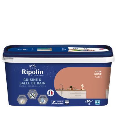 Peinture Cuisine & Bain Ocre Nubie satin 2 L - RIPOLIN