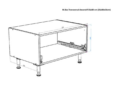 Caisson cuisine bas blanc L 80 x P 56 x H 35 cm OFITRES