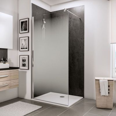 Paroi de douche à l'italienne 120x190 cm profilé chrome verre sérigraphié brouillard 6 mm NewStyle - SCHULTE
