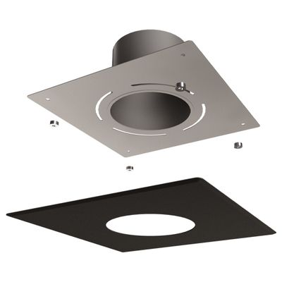 Plaque de finition tubage ventilée carrée 25 cm diamètre 150 mm acier noire POUJOULAT