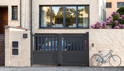 Portail battant aluminium JULES l.3,50 x H.1,35 m gris  - PREFALU