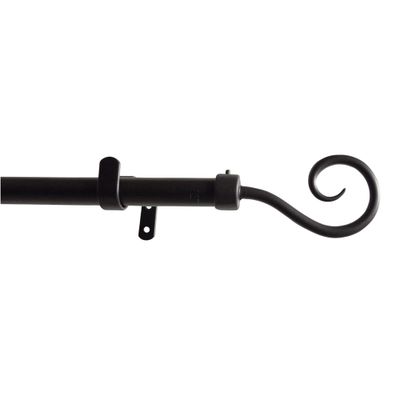 Kit de tringle à rideaux en métal 1.80 m diam 20 mm Finition Noir - MOBOIS