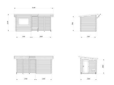 Sauna Sanna 4,1m2 + 9m2 épaisseur 44 mm PALMAKO
