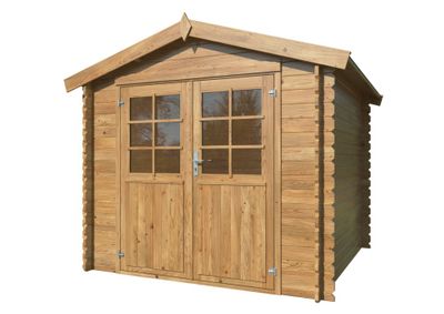 Abri de jardin en bois autoclave marron Valence 1 - ép.28mm - 6,9 m² hors-tout - WHITE WOOD