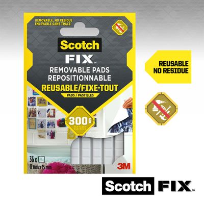 Pastilles adhésives double face repositionnables blanc 11 mm x 15 mm par 36 - SCOTCH