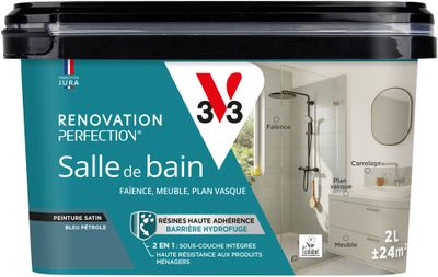 Peinture de rénovation pour salle de bain bleu pétrole finition satinée 2 L - V33