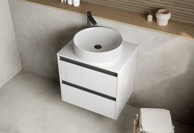 Plateau de salle de bains Thana avec renfort 60 x 1,6 x 46 cm panneau de particules blanc