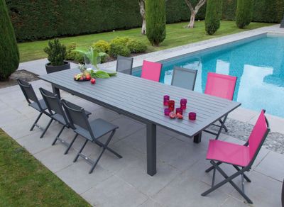 Chaise de jardin pliante THEMA aluminium graphite gris - PROLOISIRS