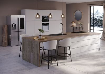 Porte avec poignée intégrée pour meuble de cuisine Mallorca blanc mat 70 x 60 cm OFITRES