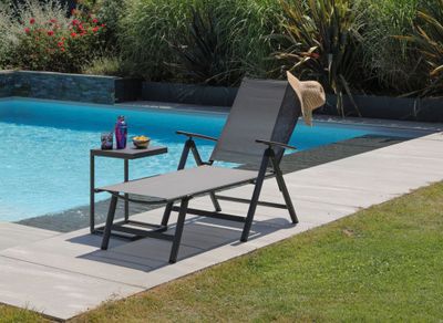 Lit de soleil  CIRO aluminium grey et toile grise PROLOISIRS Livraison à domicile incluse