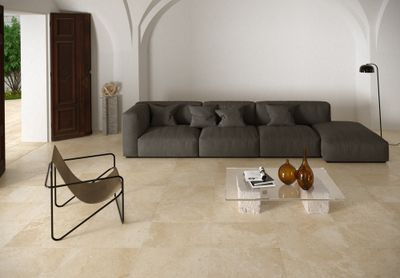 Carrelage de sol intérieur beige bord naturel 40 x 60 cm paquet de 1,2 m² HERBERIA