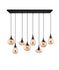 Suspension E14 Lumina noir et verre ambre 8x40W - TRIO
