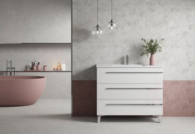 Meuble de salle de bains Cies 3 tiroirs L100 x H84 x P45 cm panneau de particules blanc