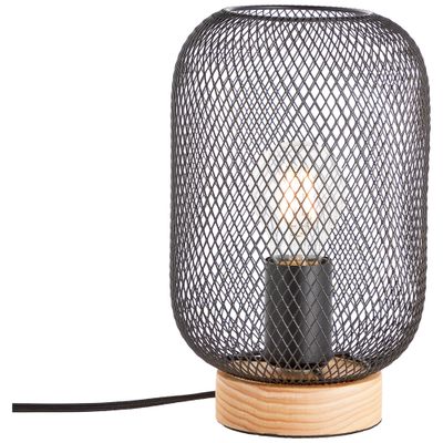 Lampe à poser E27 Giada noir et bois 40W - BRILLIANT